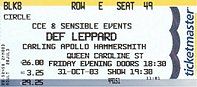 Hammersmith Ticket.